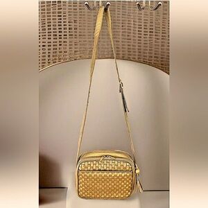 🧺BASKET WEAVE VEGAN LEATHER CROSSBODY PURSE WITH CHECKBOOK WALLET NWOT🧺